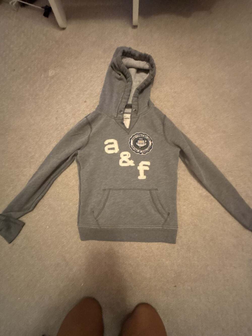 Vintage Abercrombie Kids A&F Graphic Hoodie Gray Size XL